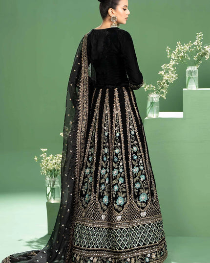 Maria B | Black Velvet Embroidered Lehenga
