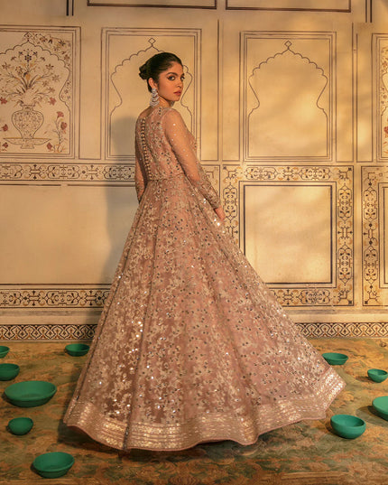 Faiza Saqlain | Embellished Zari Net Pishawas Churidar Dress