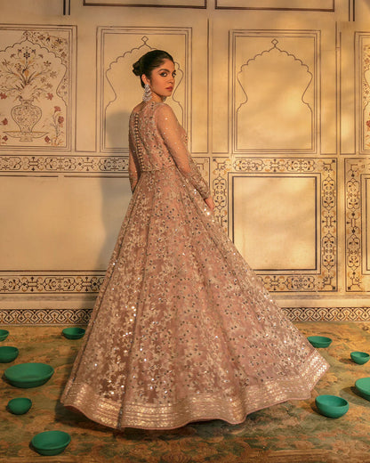 Faiza Saqlain | Embellished Zari Net Pishawas Churidar Dress