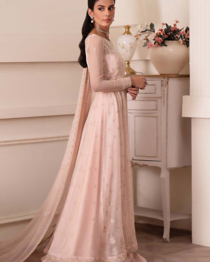 Roselyn | Peach Chiffon Embroidered Lehenga