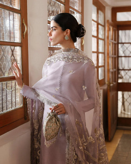 Faiza Saqlain | Lilac Raw Silk Embroidered Suit
