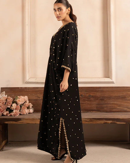 Kashmala | Black Chiffon Embroidered Kaftan