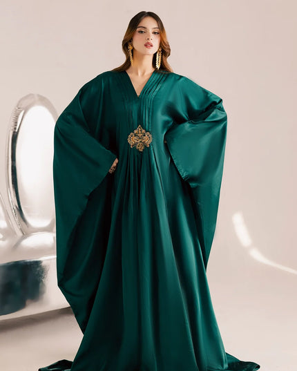 Gemma | Emerald Green Silk Kaftan