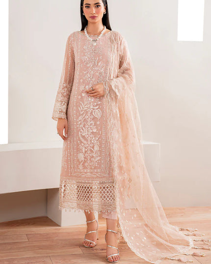 Baroque | Pink Chiffon Embroidered Suit