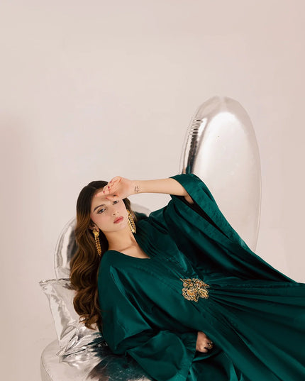 Gemma | Emerald Green Silk Kaftan
