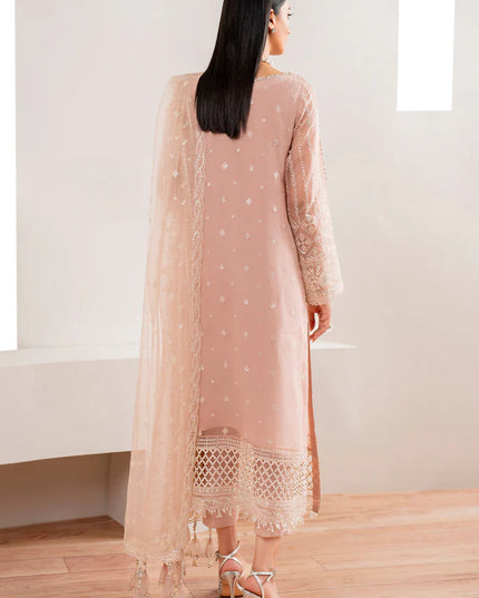 Baroque | Pink Chiffon Embroidered Suit