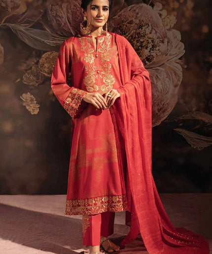 Women's Red Printed Suit