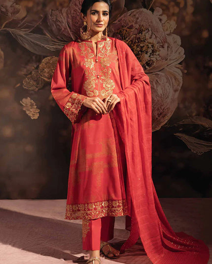 Women's Red Printed Suit