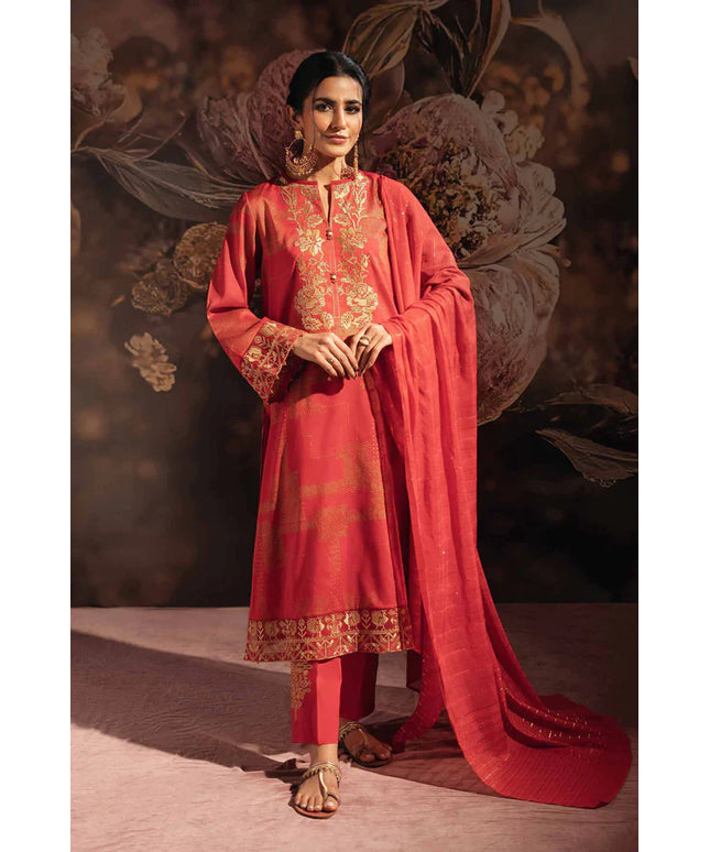 Women's Red Printed Suit