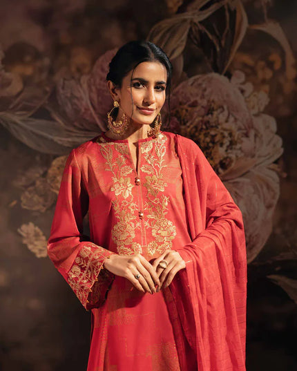 Women's Red Printed Suit