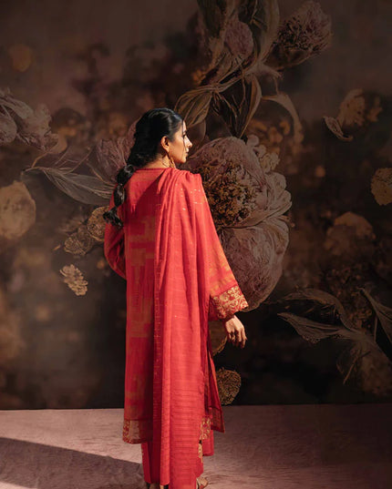 Women's Red Printed Suit