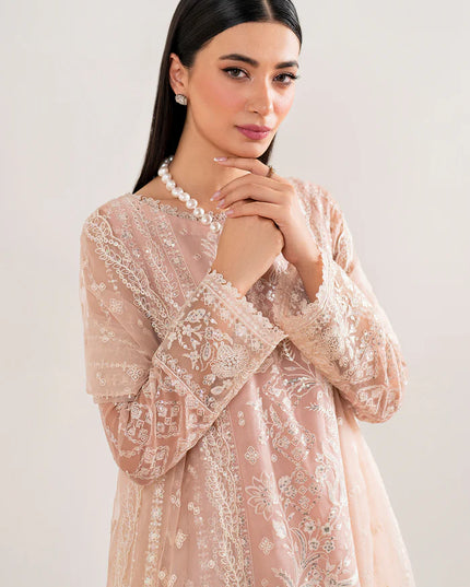 Baroque | Pink Chiffon Embroidered Suit
