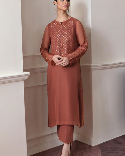 BAROQUE | Embroidered Chiffon Suit