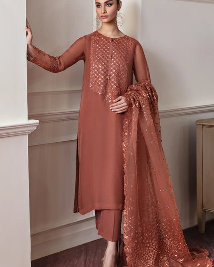 BAROQUE | Embroidered Chiffon Suit
