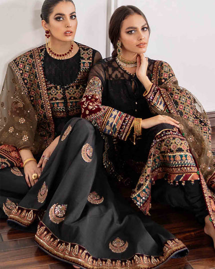 BAROQUE | Embroidered Net Festive Wear Churidar Suit