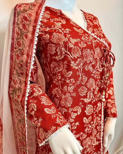 Khaadi Ruby Floral Printed Khaddar Shirt with Dupatta