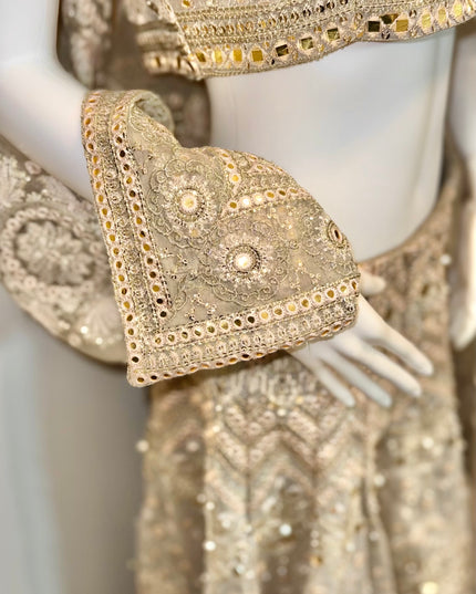 Luxury Silver Grey Bridal Lehenga with Heavy Zardozi Embroidery
