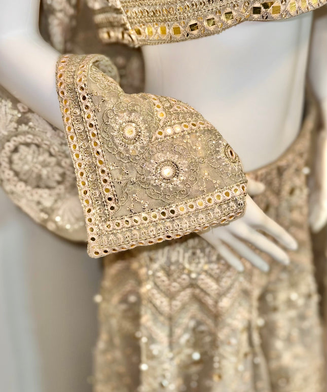 Luxury Silver Grey Bridal Lehenga with Heavy Zardozi Embroidery