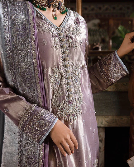 Mushq | Purple Silver Embellished Silk Suit