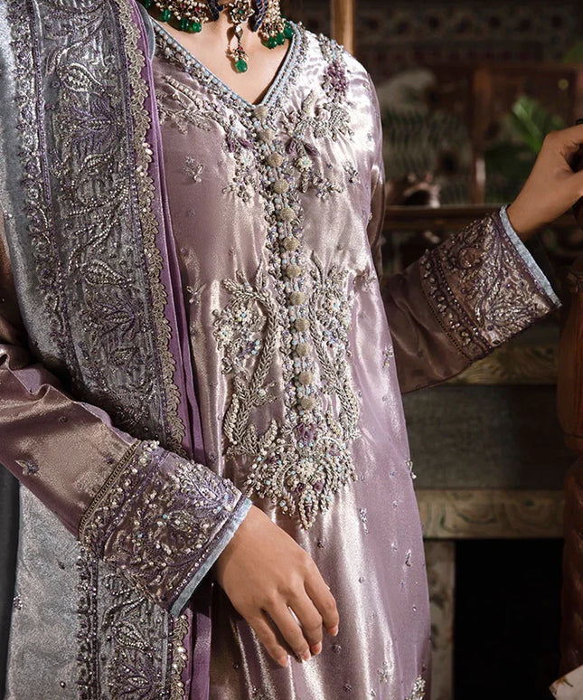 Mushq | Purple Silver Embellished Silk Suit