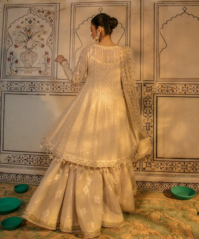 Faiza Saqlain | Embroidered Karandi Angrakha Sharara