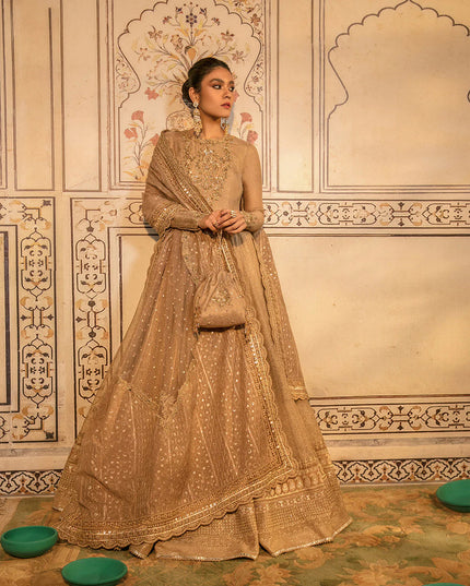 Faiza Saqlain | Embellished Zari Net Pishawas Churidar Dress