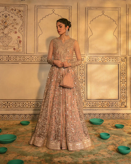 Faiza Saqlain | Embellished Zari Net Pishawas Churidar Dress