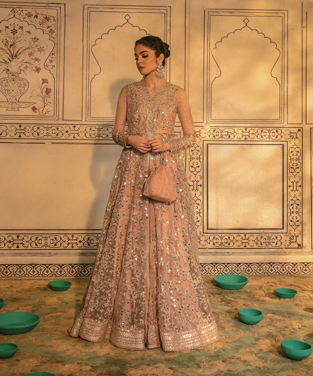Faiza Saqlain | Embellished Zari Net Pishawas Churidar Dress