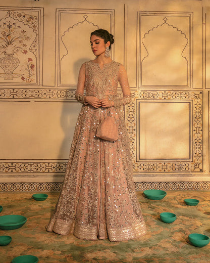 Faiza Saqlain | Embellished Zari Net Pishawas Churidar Dress