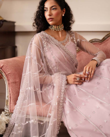 Helena | Lilac Chiffon Embroidered Lehenga