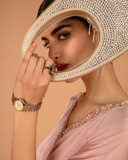 Faiza Saqlain | Rose Pink Embellished Silk Kaftan