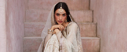 Faiza Saqlain | Off White Embroidered & Embellished Karandi Gharara