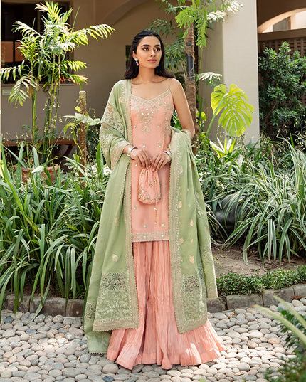 Faiza Saqlain | Embroidered Korean Raw Silk Sharara