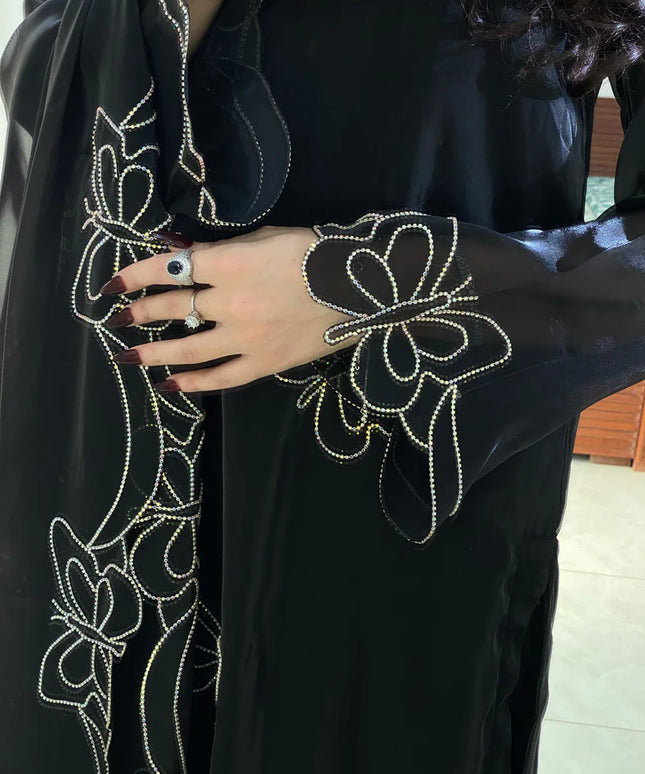 Parwaaz | Black Silk Embellished with Hand Embroidered Suit