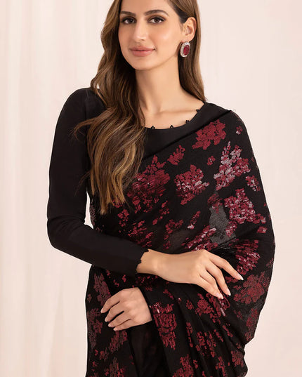 Mahi | Festive Wear Embroidered Black Saree