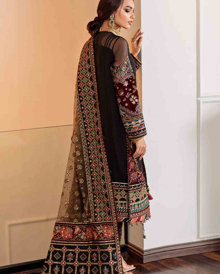 BAROQUE | Embroidered Net Festive Wear Churidar Suit