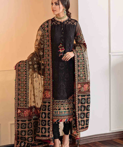 BAROQUE | Embroidered Net Festive Wear Churidar Suit