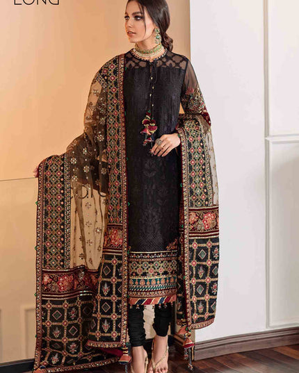 BAROQUE | Embroidered Net Festive Wear Churidar Suit