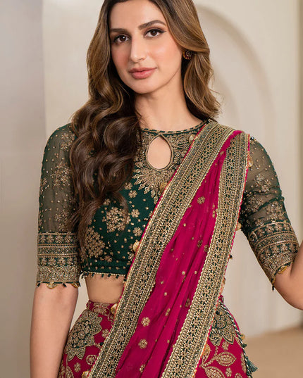 Neesa | Festive Wear Embroidered Chiffon Lehenga