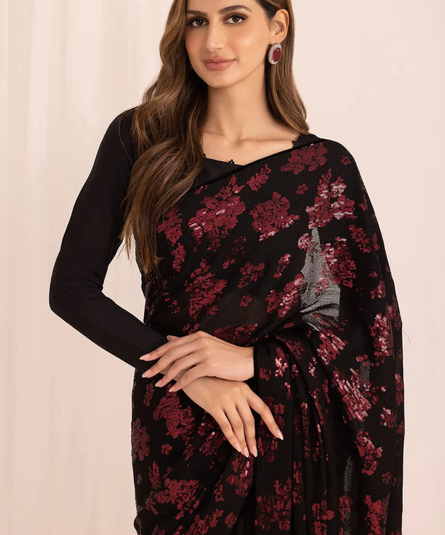 Mahi | Festive Wear Embroidered Black Saree