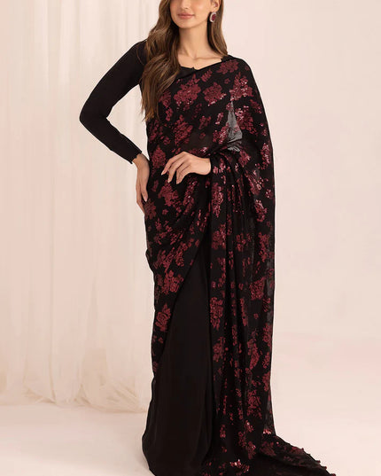Mahi | Festive Wear Embroidered Black Saree