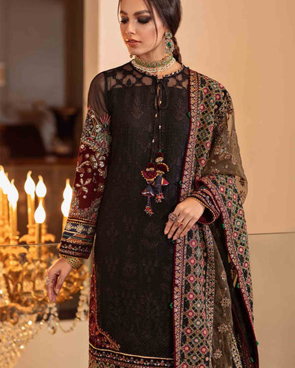 BAROQUE | Embroidered Net Festive Wear Churidar Suit