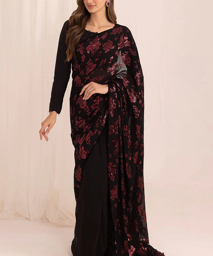 Mahi | Festive Wear Embroidered Black Saree
