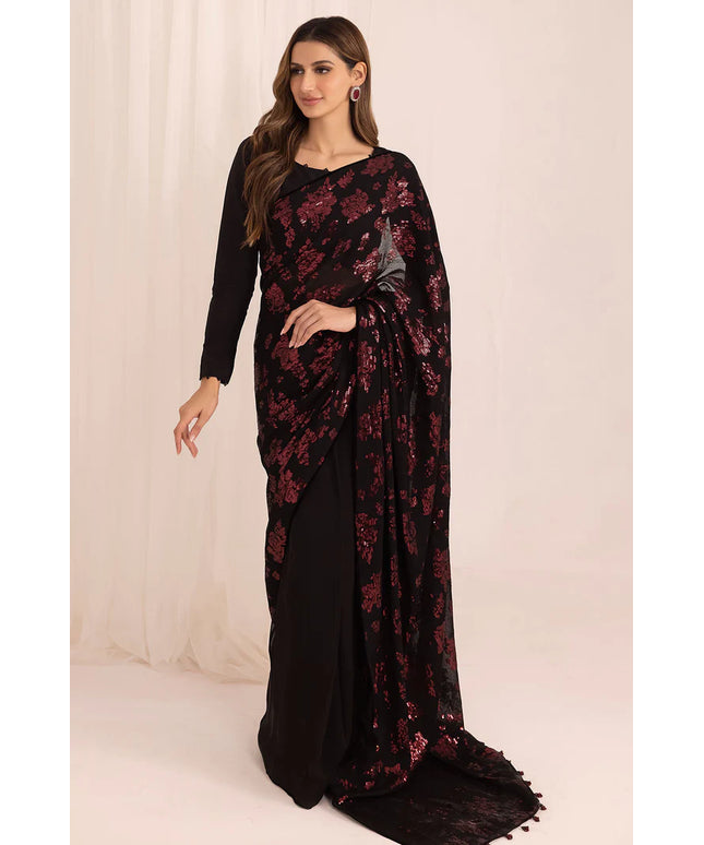 Mahi | Festive Wear Embroidered Black Saree