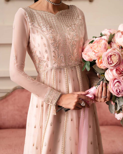 Roselyn | Peach Chiffon Embroidered Lehenga