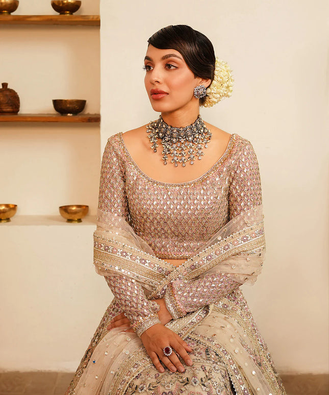 Faiza Saqlain | Embroidered Embellished Chiffon Lehenga Choli