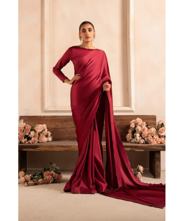 Mehgul | Maroon Silk Saree