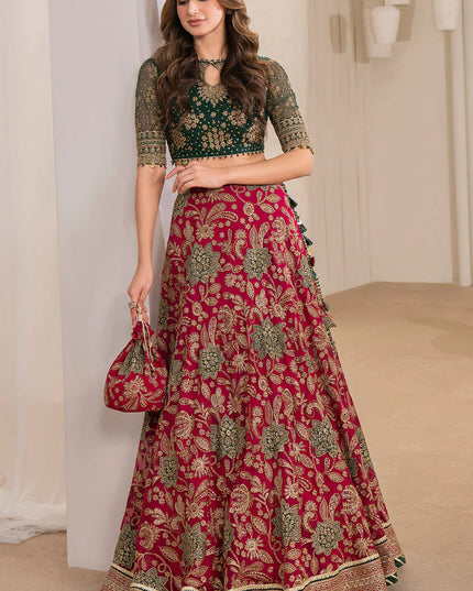 Neesa | Festive Wear Embroidered Chiffon Lehenga