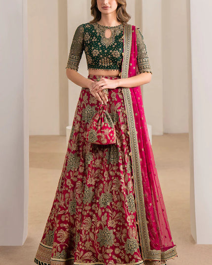 Neesa | Festive Wear Embroidered Chiffon Lehenga