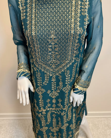 Asim Jofa Teal Majesty Embroidered Kurta